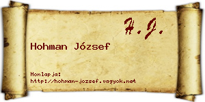 Hohman József névjegykártya