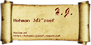 Hohman József névjegykártya